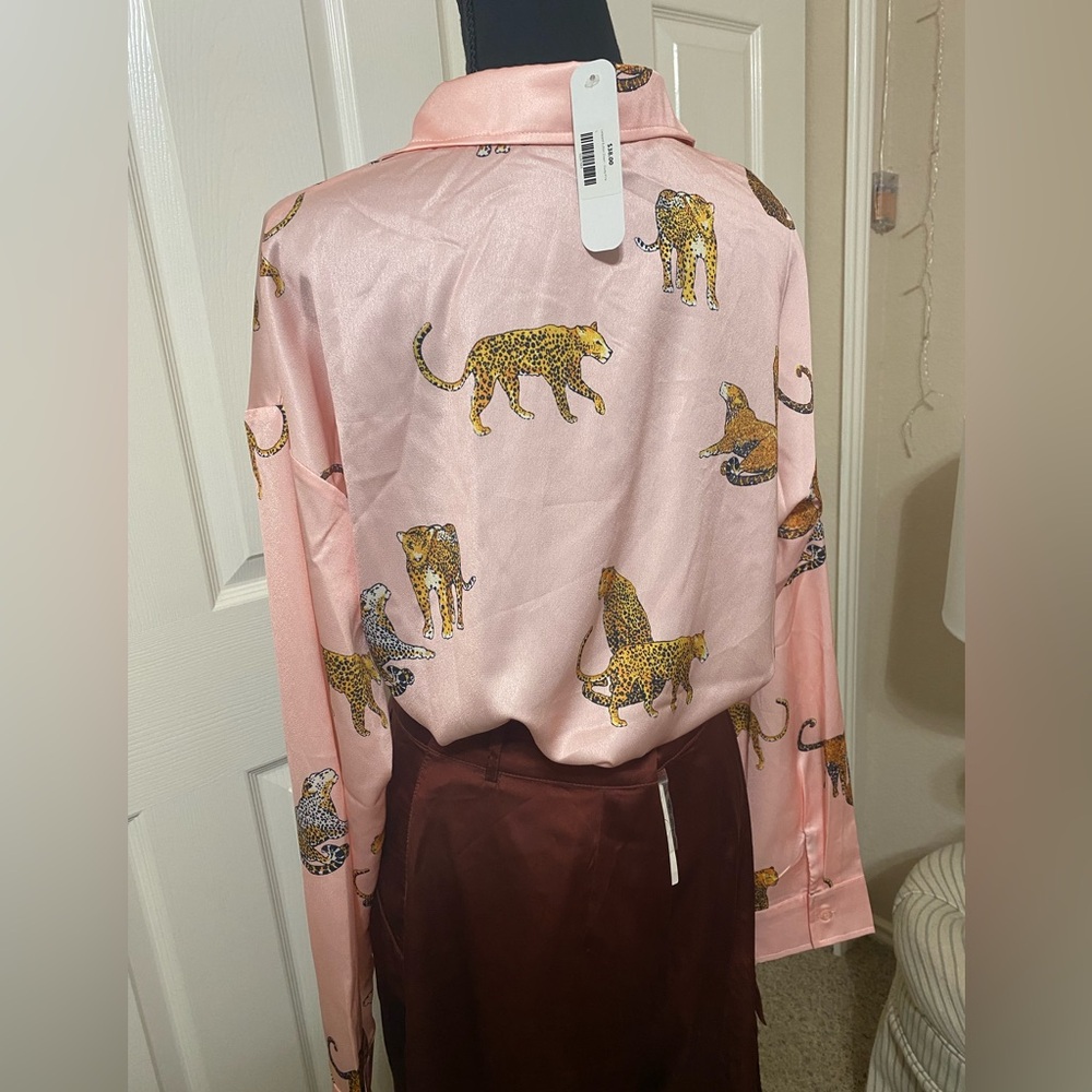 Mazik Pink and Black Leopard Top - Picture 5 of 6